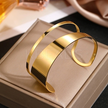 304 Stainless Steel Cuff Bangles LS-BJEW-F521-01G-1