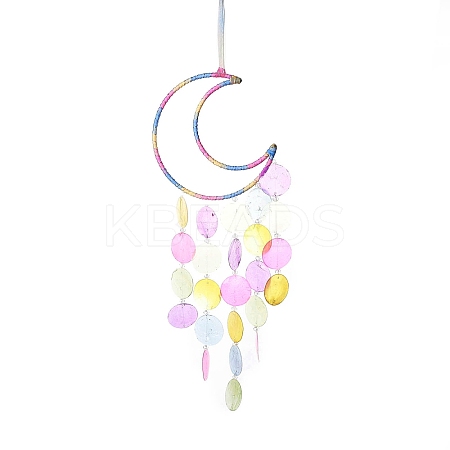 Suede Wrap Iron Moon Hanging Ornaments HJEW-G025-01-1