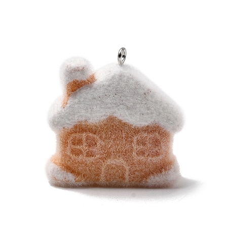 Christmas Flocky Opaque Resin Pendants LS-RESI-F062-04A-1
