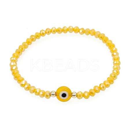 Glass & Brass Beads Stretch Bracelets IC9410-5-1