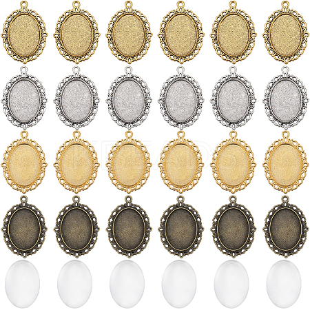 DIY Blank Oval Dome Pendant Making Kit DIY-SC0023-72-1