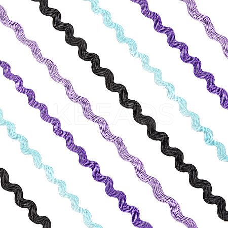 4 Strands 4 Colors Polyester Wave Bending Fringe Trim OCOR-GF0002-43B-1