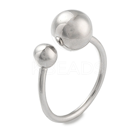 Round Rack Plating Brass Open Cuff Rings for Women RJEW-Z059-28P-1