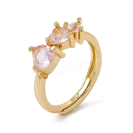 Rack Plating Brass Cubic Zirconia Cuff Rings for Women RJEW-M145-23G-B-1