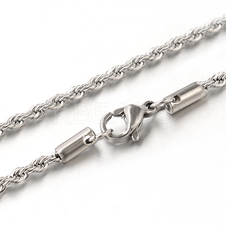 Tarnish Resistant 304 Stainless Steel Rope Chain Necklaces LS-NJEW-J032-20P-1