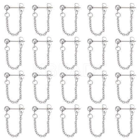 10Pair 304 Stainless Steel Ball Stud Earring EJEW-UN00022-1