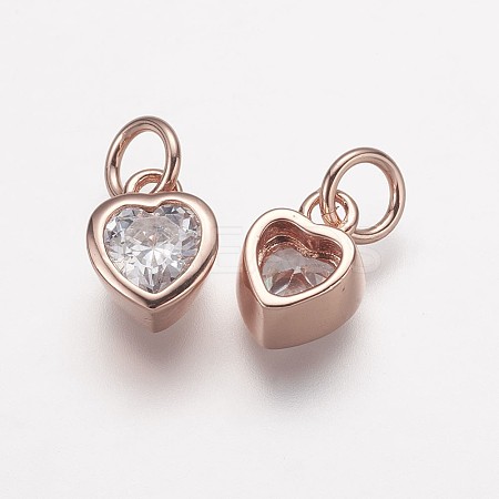 Brass Micro Pave Grade AAA Cubic Zirconia Charms LS-ZIRC-K059-10RG-NR-1