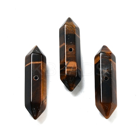 Natural Tiger Eye Double Terminal Pointed Beads G-A231-01C-1