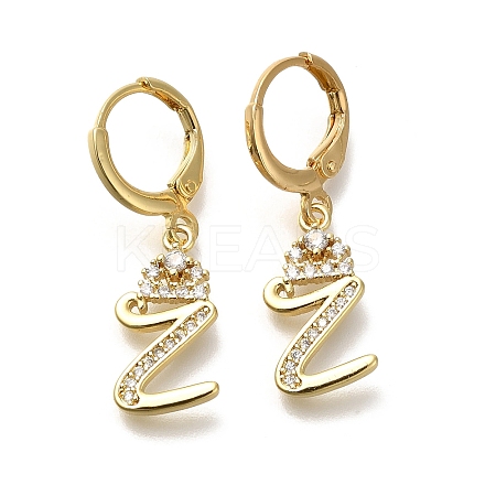 Brass Clear Cubic Zirconia Hoop Earrings EJEW-M045-01Z-1