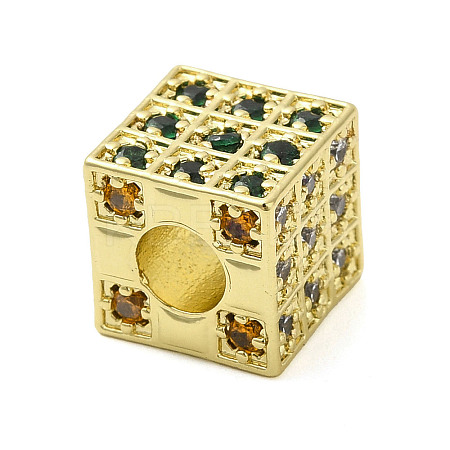 Rack Plating Brass Cubic Zirconia European Beads KK-Q784-38G-1