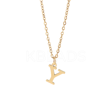 304 Stainless Steel Letter Pendant Necklaces NJEW-LP0001-53Y-G-1