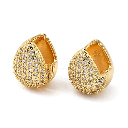 Rack Plating Brass Teardrop Hoop Earrings with Cubic Zirconia EJEW-D071-02G-1