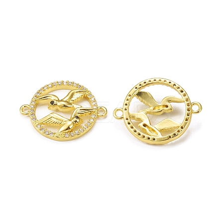 Brass Micro Pave Clear Cubic Zirconia Connector Charms KK-E068-VB294-1