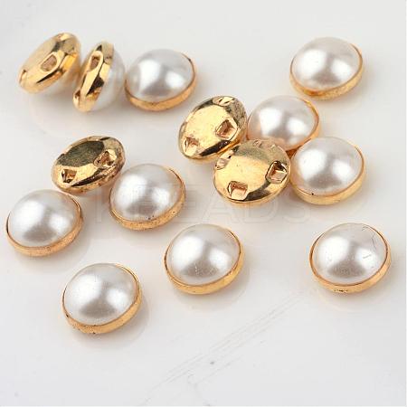 ABS Plastic Imitation Pearl Shank Buttons BUTT-S003-12mm-01-1