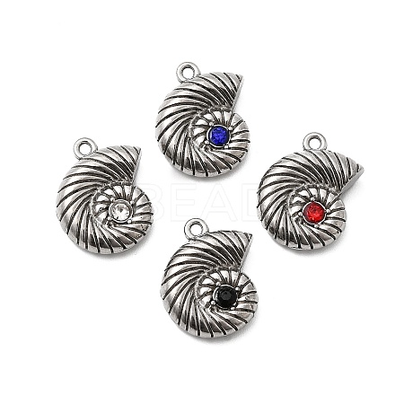 304 Stainless Steel Micro Pave Rhinestone Pendants STAS-G369-08P-1