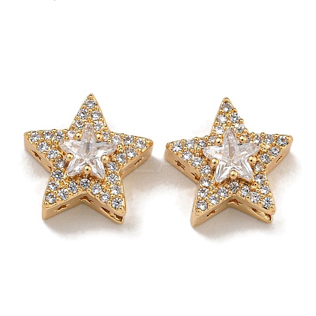 Brass Micro Pave Cubic Zirconia Beads KK-U037-08G-02-1