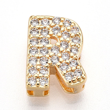Brass Micro Pave Cubic Zirconia Charms KK-N254-217G-R-1