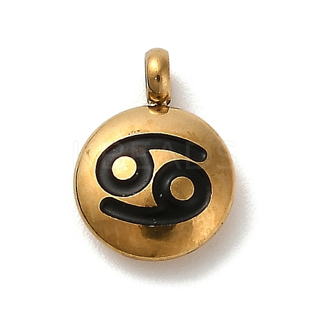 304 Stainless Steel Black Enamel Charms LS-STAS-R009-02G-04-1