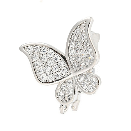Rack Plating Brass Micro Pave Clear Cubic Zirconia Twister Clasps KK-B093-28P-1
