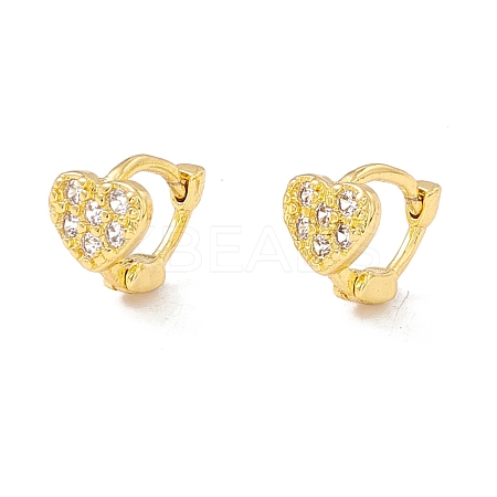 Clear Cubic Zirconia Heart Hinged Hoop Earrings EJEW-I266-07G-1