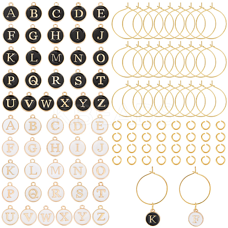 DIY Initial Letter A~Z Alphabet Brass Enamel Wine Glass Charm Rings Making Kit DIY-SC0024-58-1