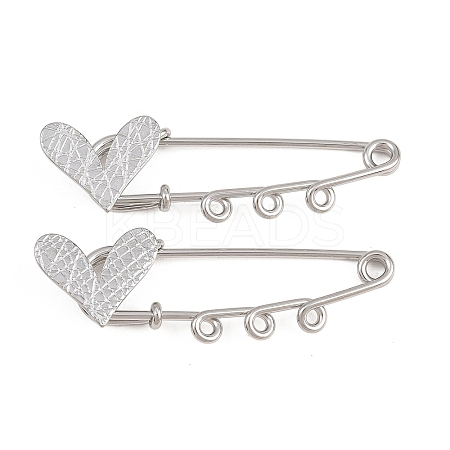 Crisscross Heart 304 Stainless Steel Safety Pins Brooch Findings SA-CBA098D-15E-P03-1