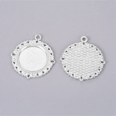 Tibetan Style Alloy Pendant Cabochon Settings TIBE-T003-08S-RS-1