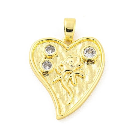 Brass Micro Pave Clear Cubic Zirconia Pendants KK-P263-09B-G-1