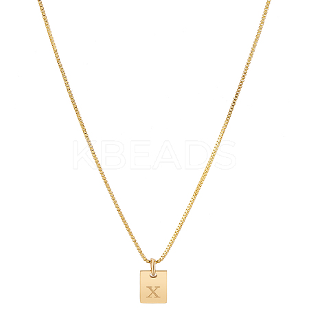 1Pc Stainless Steel Letter Rectangle Pendant Necklaces NJEW-LP0001-34X-G-1