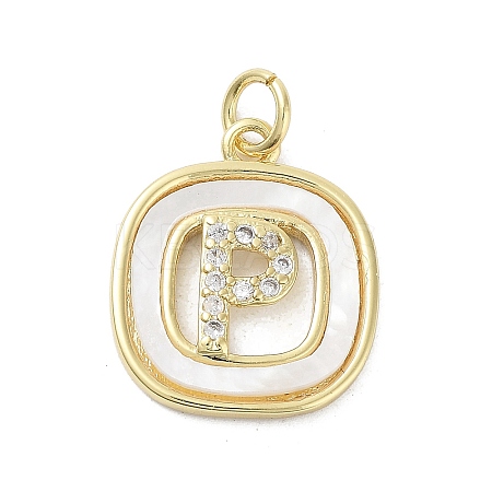 Rack Plating Brass Micro Pave Clear Cubic Zirconia Pendants KK-E102-33G-P-1