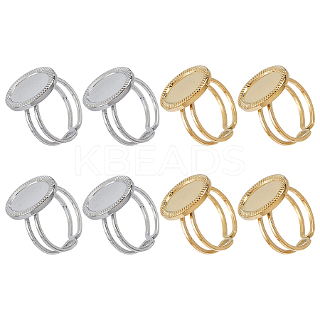 8Pcs 2 Colors 304 Stainless Steel Cuff Ring Findings FIND-ME0003-36-1