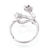 Curve Shape Brass Micro Pave Clear Cubic Zirconia Adjustable Ring Settings KK-T076-46P-3