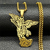 201 Stainless Steel Archangel Saint Michael Pendant Necklaces LS-NJEW-K283-10G-1