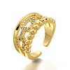 Rack Plating Brass Micro Pave Clear Cubic Zirconia Cuff Finger Rings for Women RJEW-M028-30G-01-2