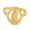 Oval with Saint Rack Plating Brass Adjustable Ring Components RJEW-I105-02G-2
