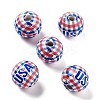 Independence Day Theme Wood European Beads WOOD-M011-07E-1