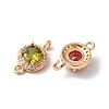 Brass Micro Pave Clear Cubic Zirconia Flat Round Links Connector Charms KK-C062-031G-2