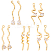 10Pcs 5 Styles Brass Micro Pave Clear Cubic Zirconia Pendants KK-BBC0022-13-1