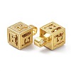 Alphabet Brass Micro Pave Clear Cubic Zirconia Pendants ZIRC-O045-01G-E-3