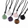 Adjustable Natural Mixed Gemstone Vortex Pendant Necklace with Nylon Cord for Women NJEW-L171-05-1