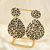 Leopard Print Alloy Dangle Stud Earrings EJEW-K304-01A-G-3