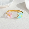 Ocean 304 Stainless Steel Enamel Cuff Bangles for Women BJEW-F518-02E-G-1