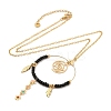 Boho Plasic Bead & 304 Stainless Steel Flower & leaf Pendant Cable Chain Necklaces for Women NJEW-A032-07G-01-2