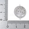 Rack Plating Brass Clear Cubic Zirconia Flat Round with Tree Connector Charms KK-A234-032P-3
