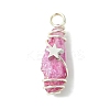 2Pcs Electroplated Natural Quartz Crystal Dyed Copper Wire Wrapped Pendants PALLOY-JF03170-02-3