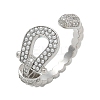 Brass Micro Pave Clear Cubic Zirconia Cuff Rings RJEW-U037-01P-4