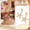 6 Pairs 3 Style Shell & Starfish Steel Asymmetrical Earrings with ABS Imitation Pearl Beaded EJEW-PH0001-15-6