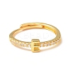 Clear Cubic Zirconia Initial Letter Adjustable Ring RJEW-C052-01G-E-2