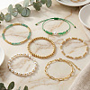 6Pcs 6 Styles Adjustable White Round Imitation Pearl & Glass & Brass Beaded Stretch Bracelet Sets HI6253-1-3