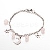 Moon & Star Stainless Steel Gemstone Charm Bracelets BJEW-JB01935-01-1